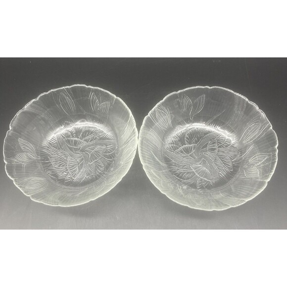 VTG Arcoroc SPRING BOUQUET Floral Glass Bowl 6.25” Set Of 4 EUC - Picture 4 of 6